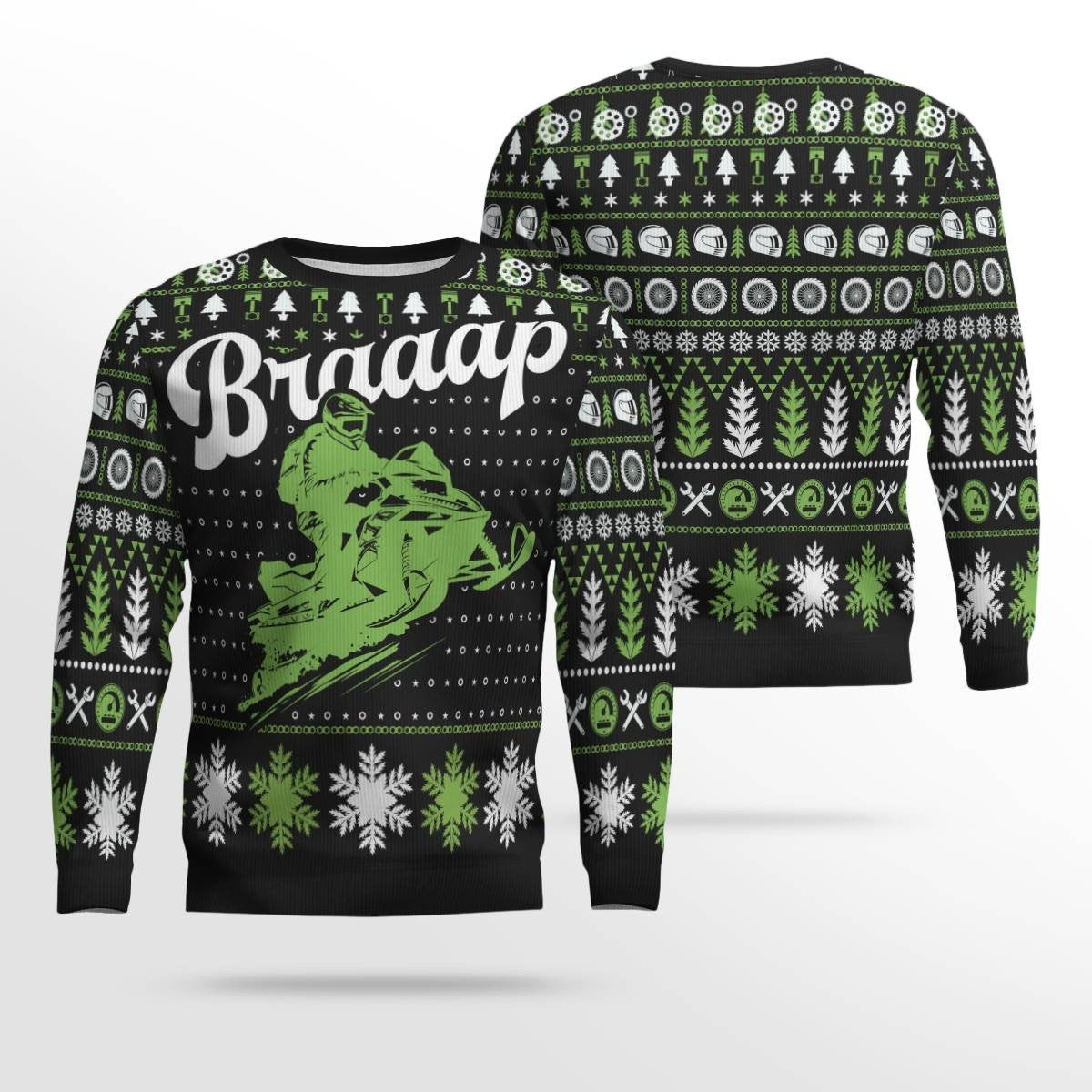 Braaap Snowmobile Christmas Ugly Sweater