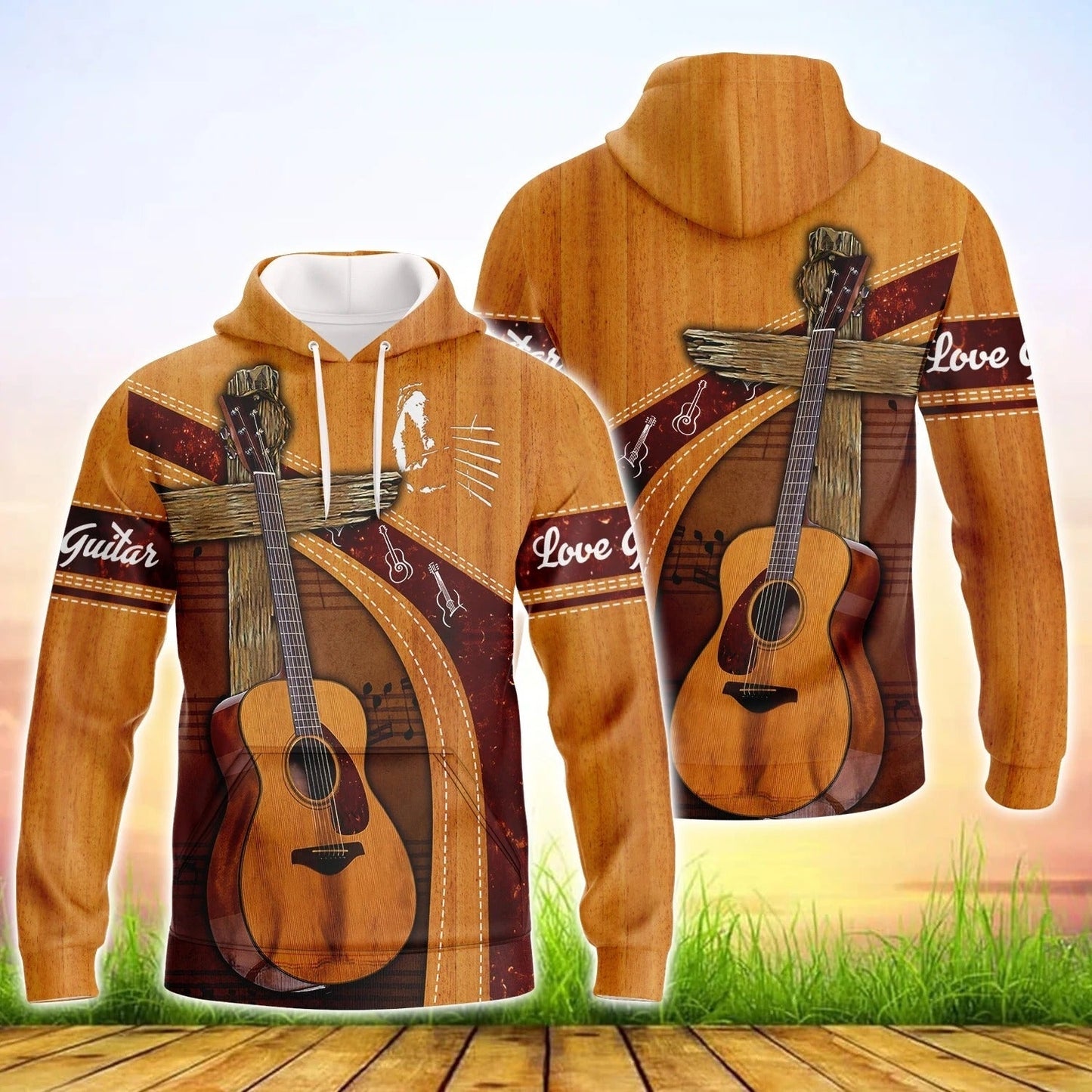 Brown Classic Guitar 3D Hoodie