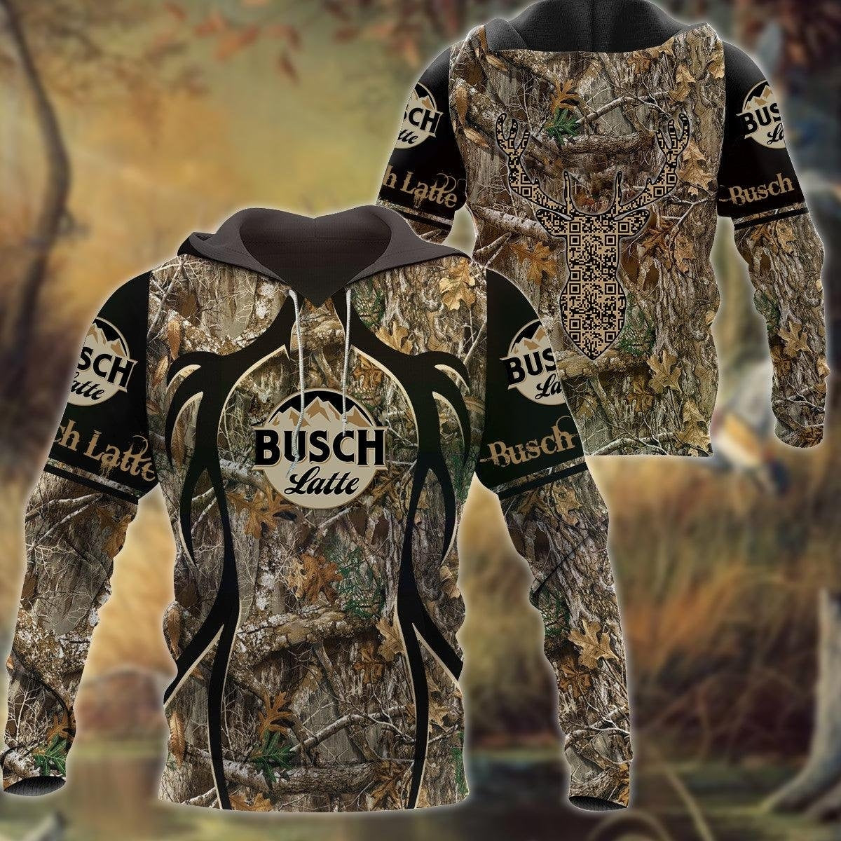 Busch Latte Beer Camo Deer Head Hoodie