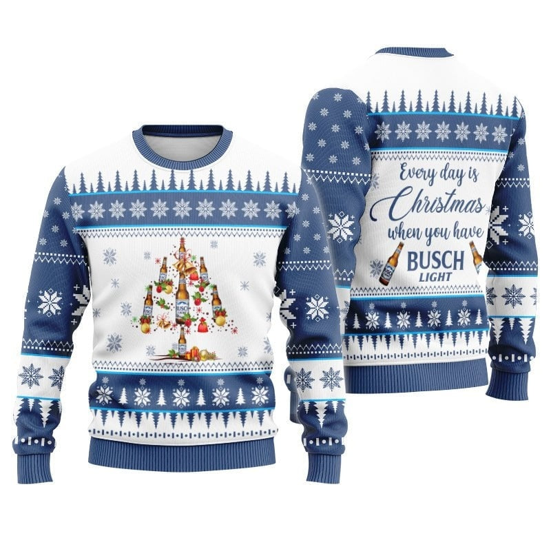 Busch Light Beer Christmas Tree Ugly Sweater