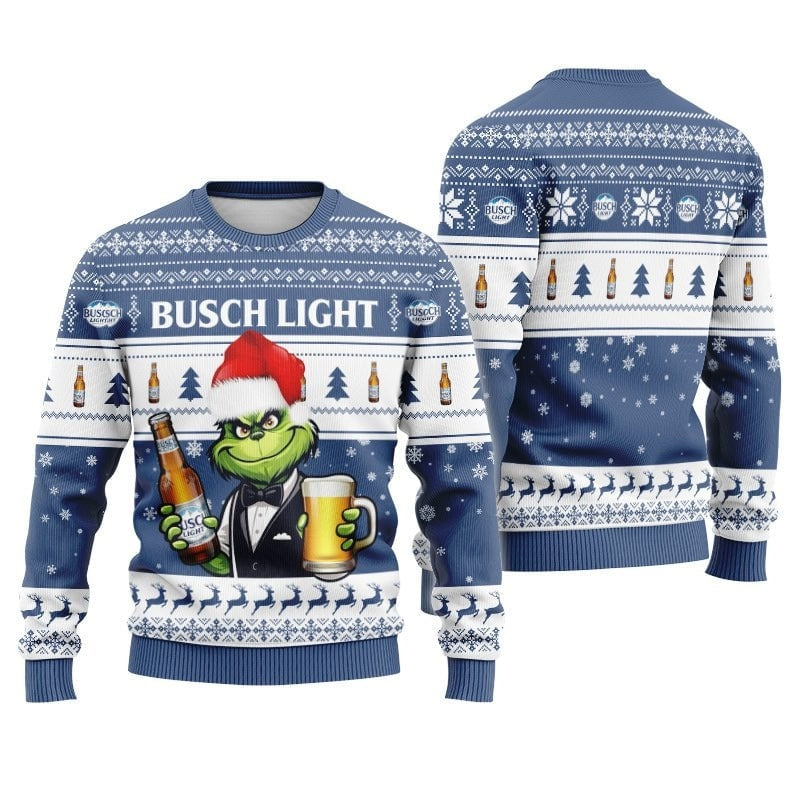 Busch Light Beer Grinch Christmas Ugly Sweater