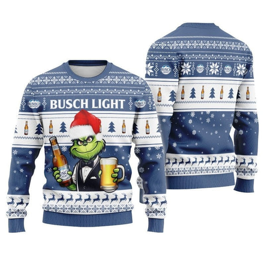 Busch Light Beer Grinch Christmas Ugly Sweater