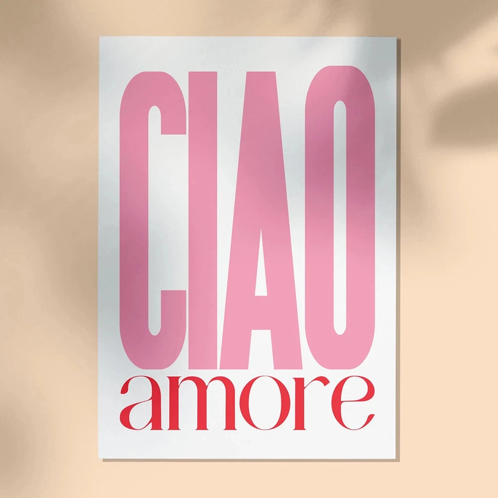 Ciao Amore Poster Canvas Wall Art for Living Room