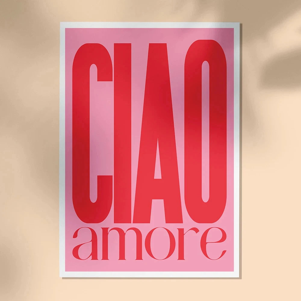 Ciao Amore Poster Canvas Wall Art for Living Room