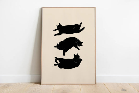 Sleepy Kitties Poster Canvas Wall Art for Bedroom