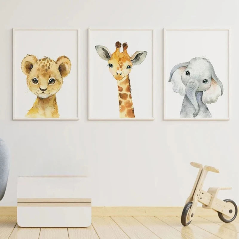 Safari Set Of 3 Poster Wall Art Decor for Nursery Room