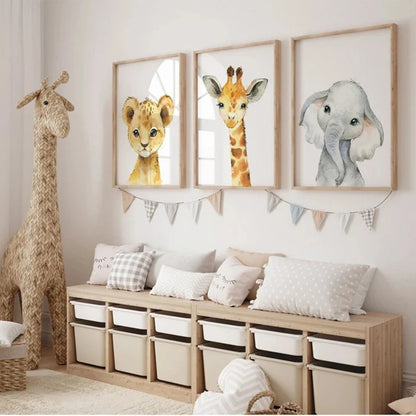 Safari Set Of 3 Poster Wall Art Decor for Nursery Room