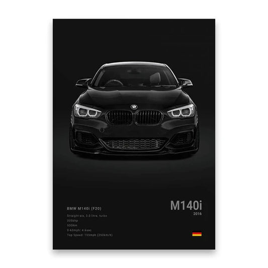 BMW M140i Poster Canvas Wall Art