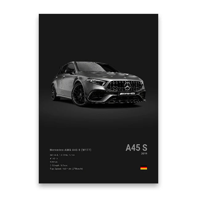 Mercedes AMG A45S Poster Canvas Wall Art