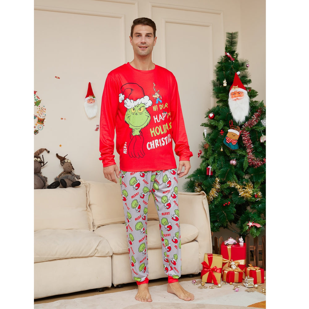 Happy Holiday Grinch Christmas Matching Couple Pajamas 90Y-151