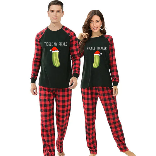 Tickle My Pickle Funny Couple His Her Christmas Pajamas