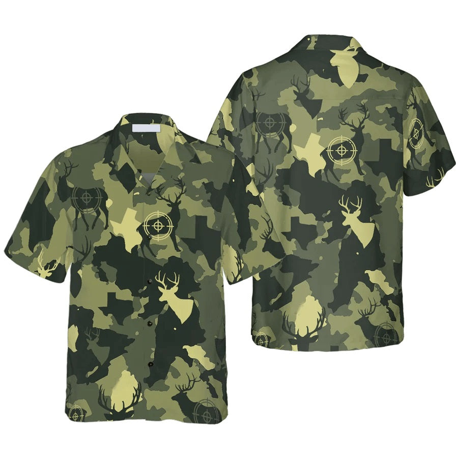 Camouflage Deer Texas Gun Hunting Hawaiian Shirt