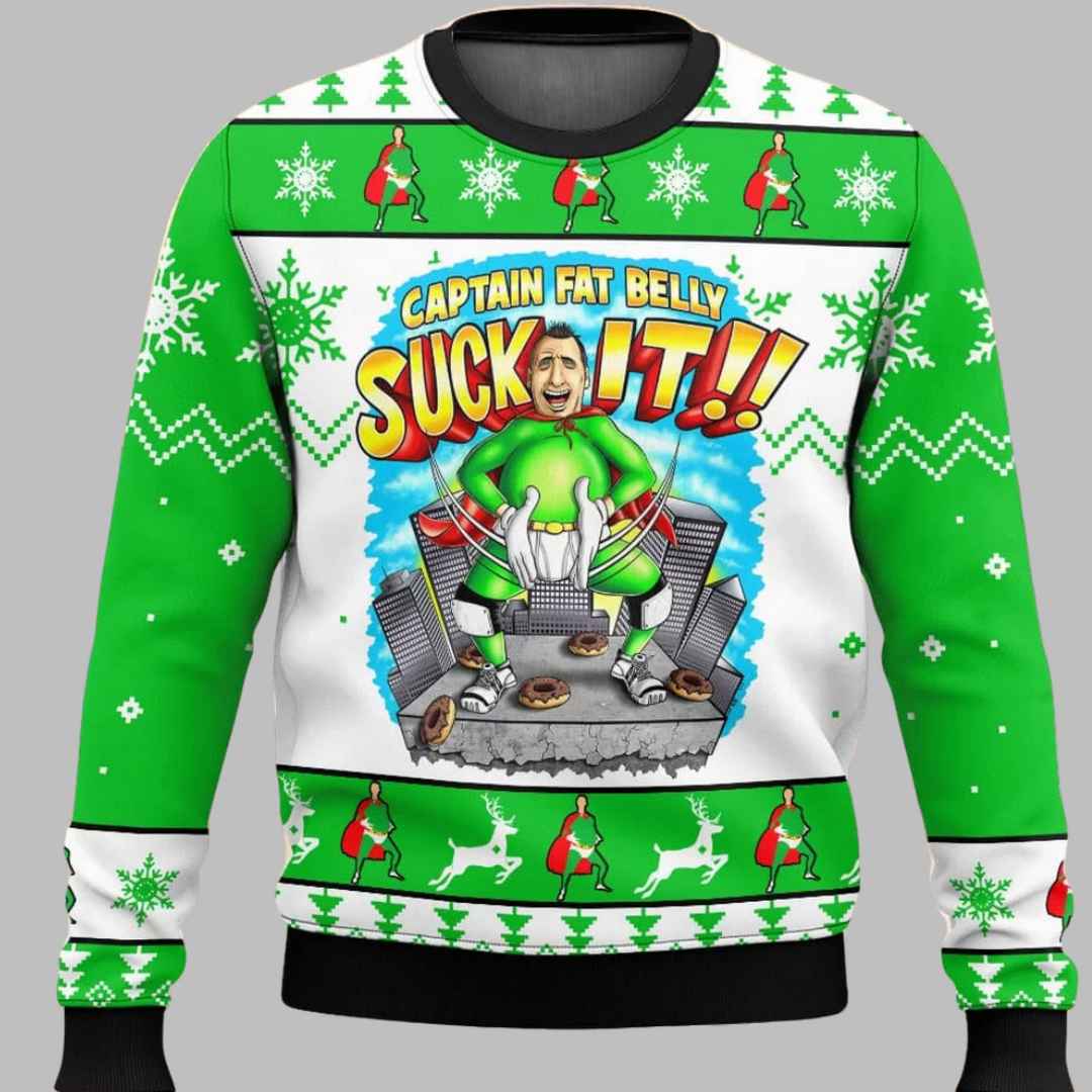 Captain Fat Belly Suck It Ugly Christmas Sweater