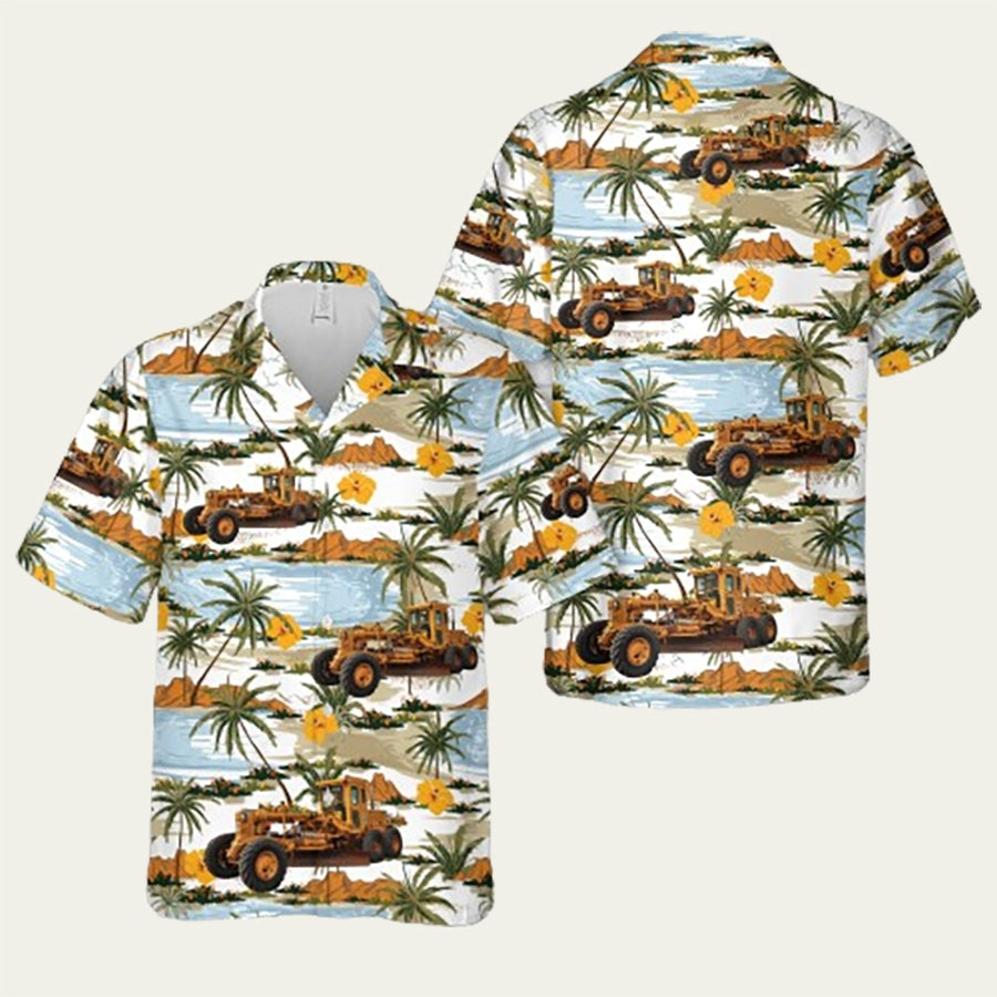 Caterpillar No12 Motor Grader Tropical Hawaiian Shirt