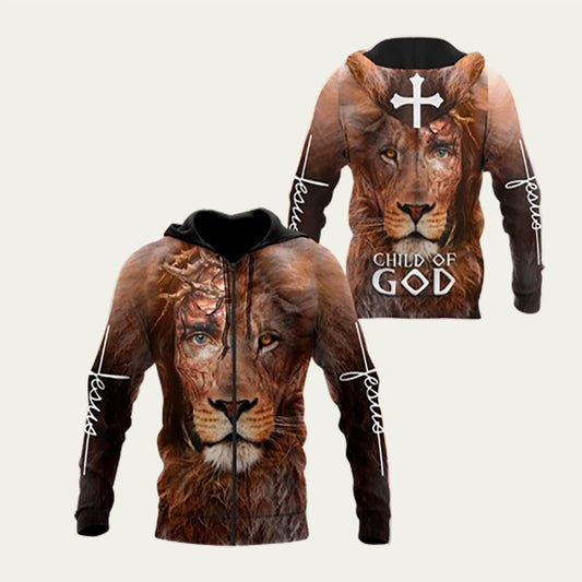 Child Of God Christian Jesus And Lion Hoodie