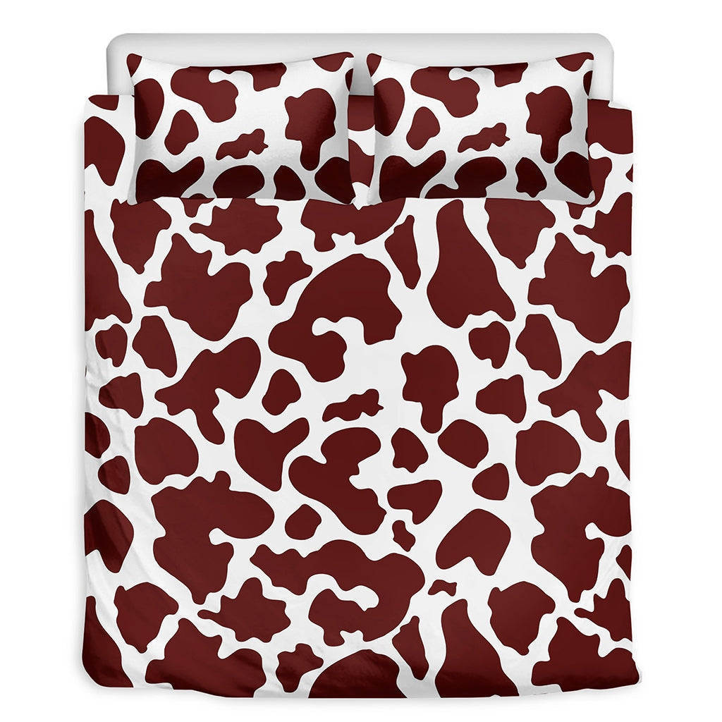 Chocolate Brown And White Dairy Cow Print Bedding Set