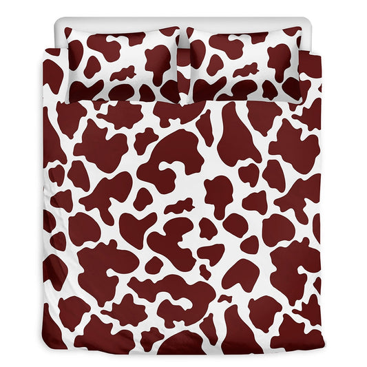Chocolate Brown And White Dairy Cow Print Bedding Set