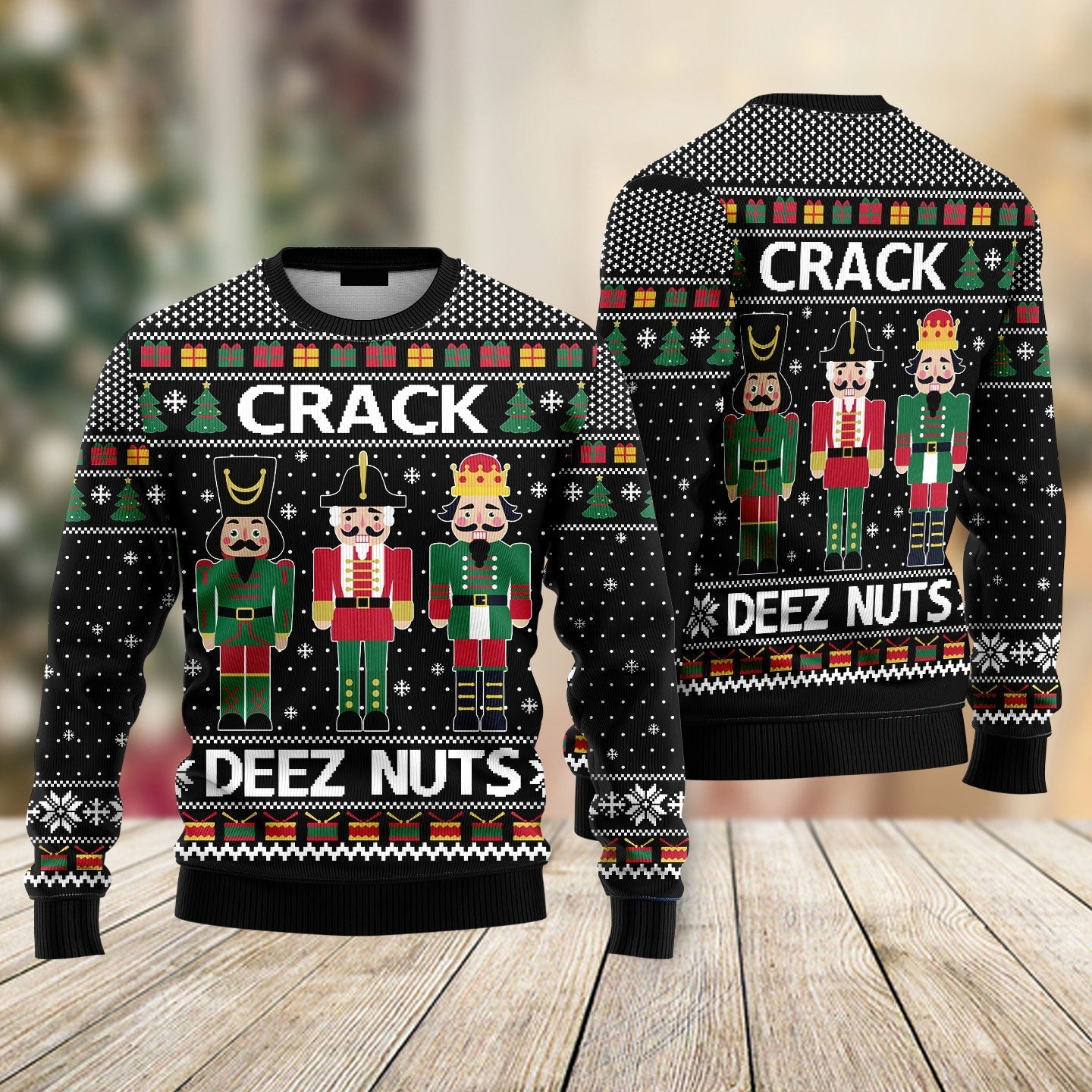 Crack Deez Nuts Nutcracker Christmas Ugly Sweater