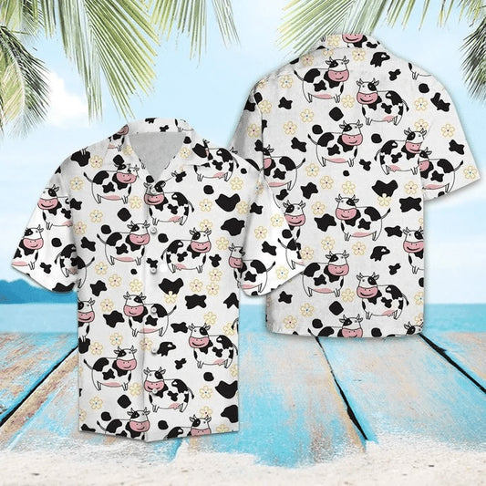 Cute Dairy Cows Pattern Hawaiian Shirt