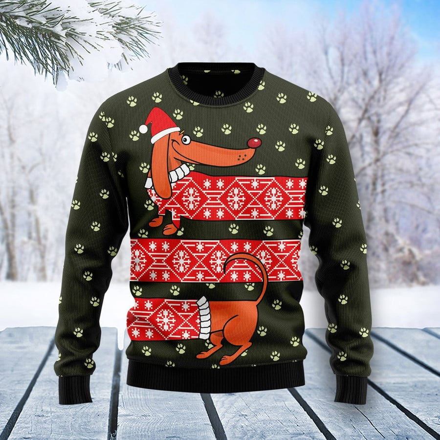 Dachshund Dog Paws Ugly Christmas Sweater