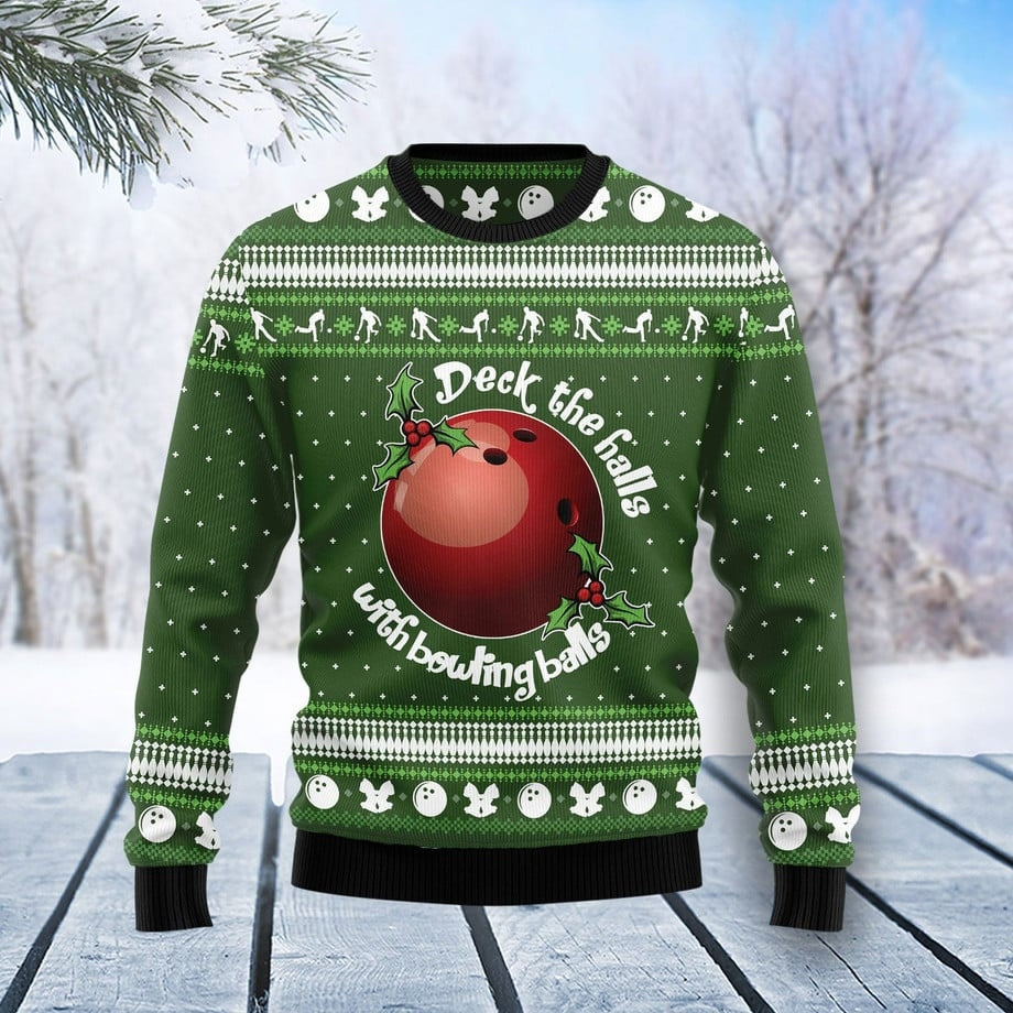 Deck The Halls Bowling Ball Ugly Christmas Sweater