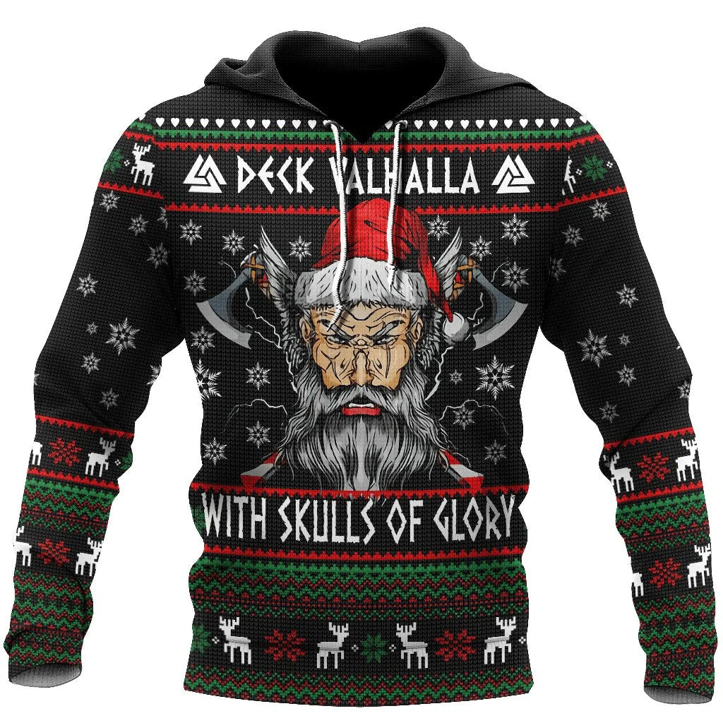 Deck Valhalla With Skulls Of Glory Viking Christmas Hoodie