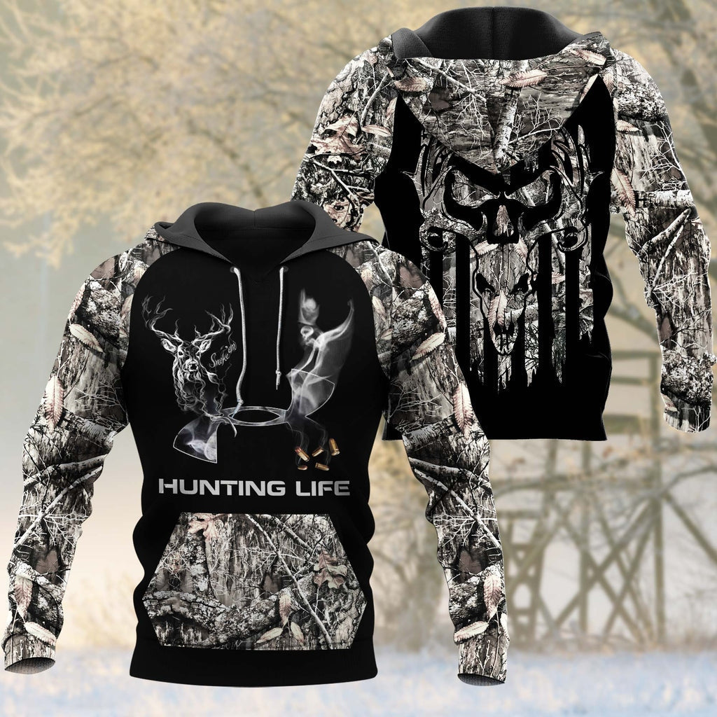 Deer With Smoke Camouflage Hunting Life Hoodie