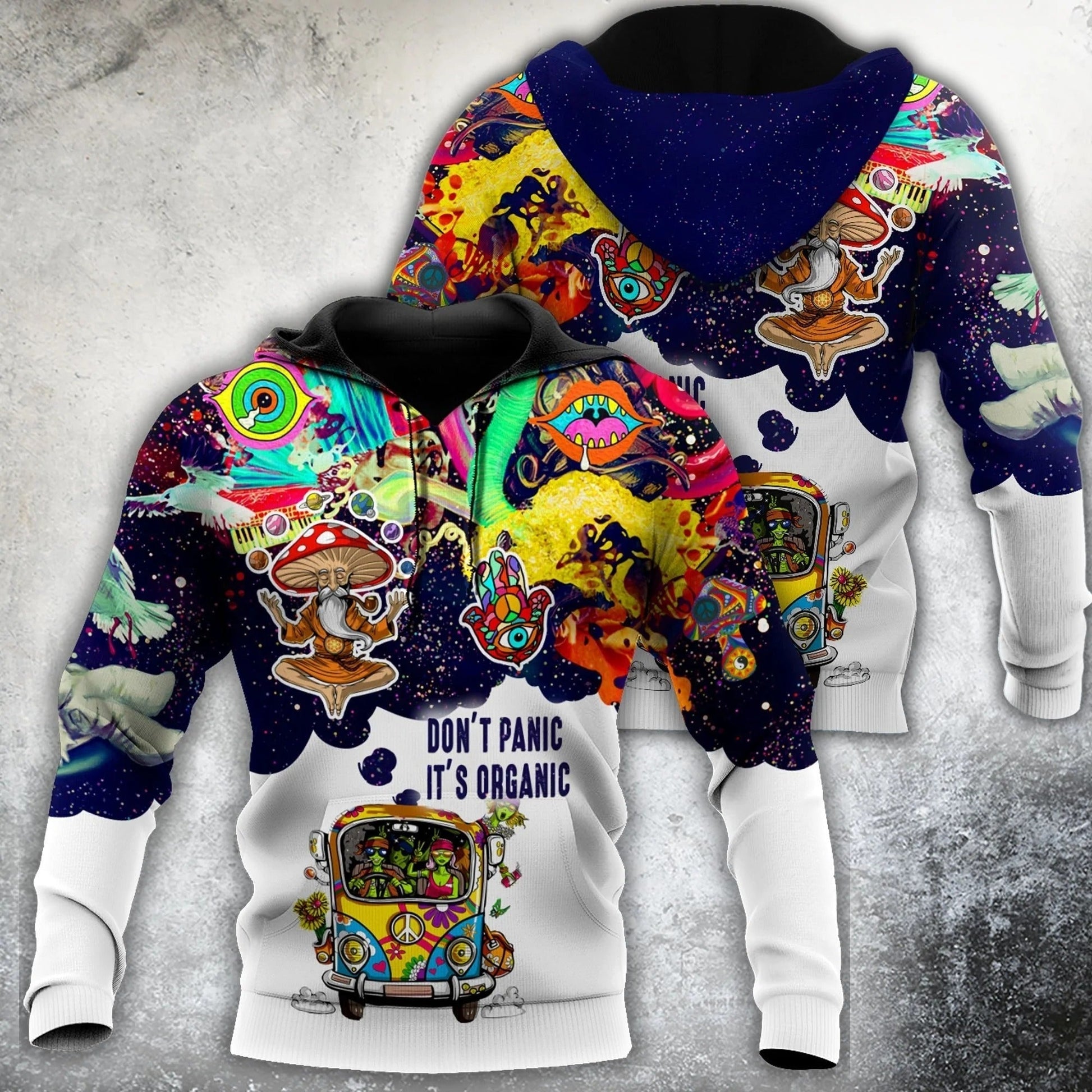 Don't Panic It's Organic Alien Hippie Hoodie