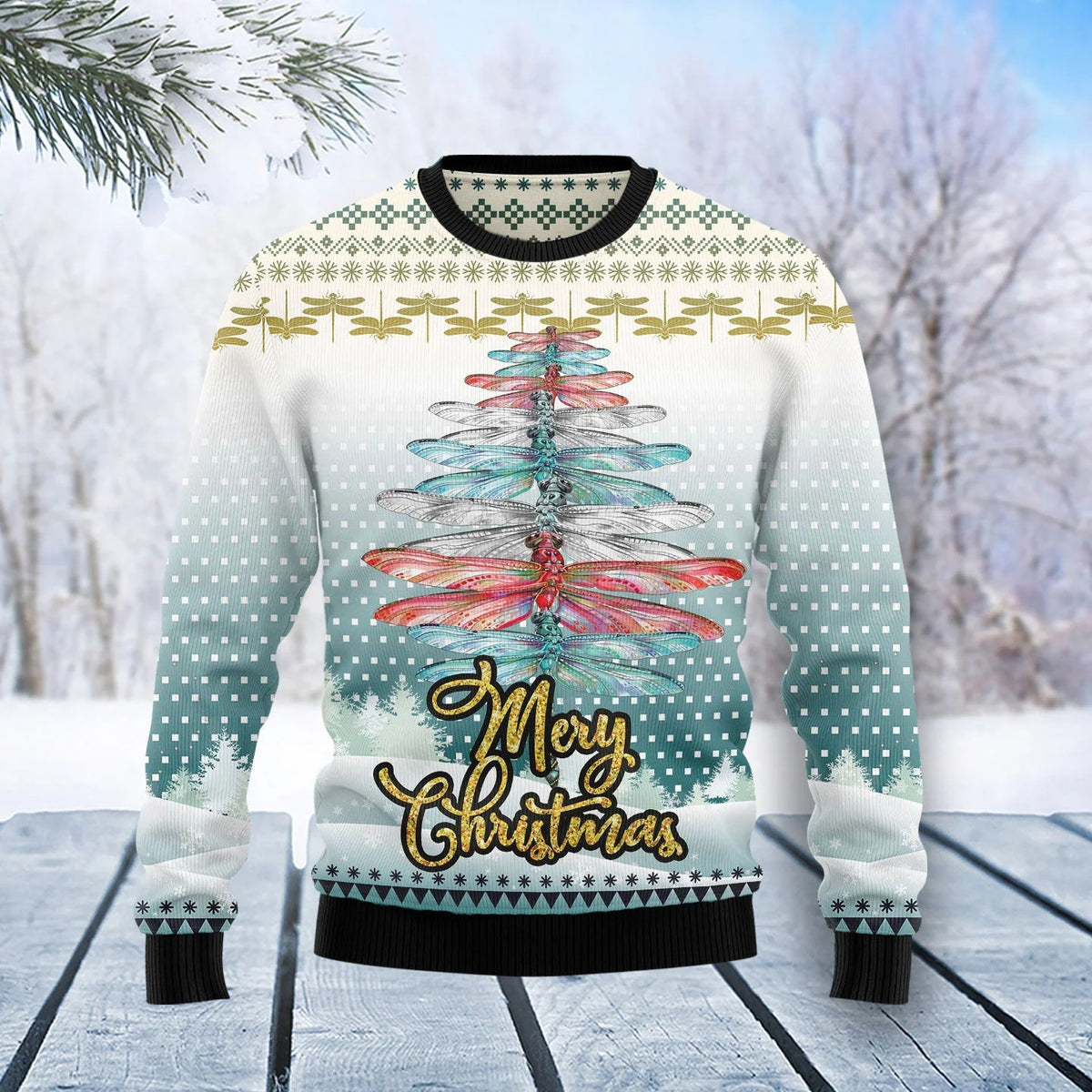 Dragonfly Christmas Tree Ugly Sweater