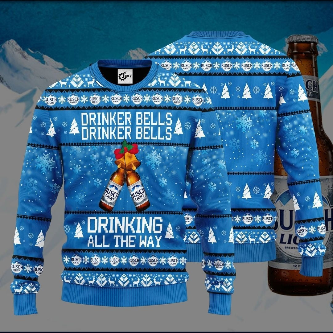 Drinker Bell Busch Light Beer Ugly Christmas Sweater