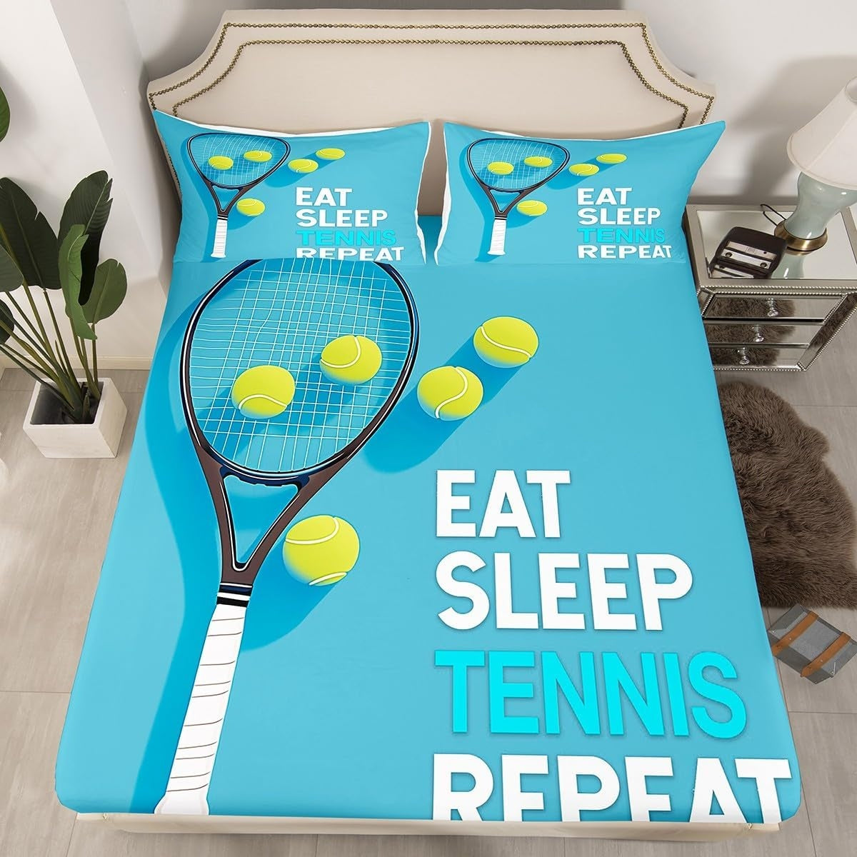 Eat Sleep Tennis Repeat Bedding Set