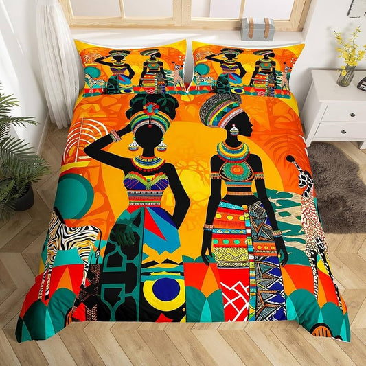 Ethnic African Tribal Black Woman Bedding Set