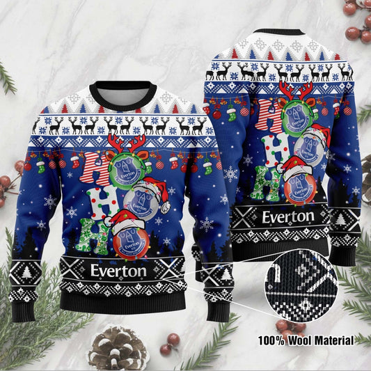 Everton Football Ho Ho Ho Ugly Christmas Sweater