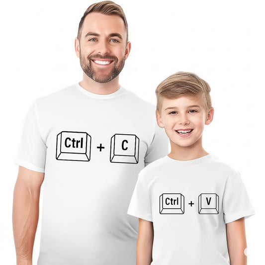Ctrl C, V Copy Paste Dad Son Matching Shirts