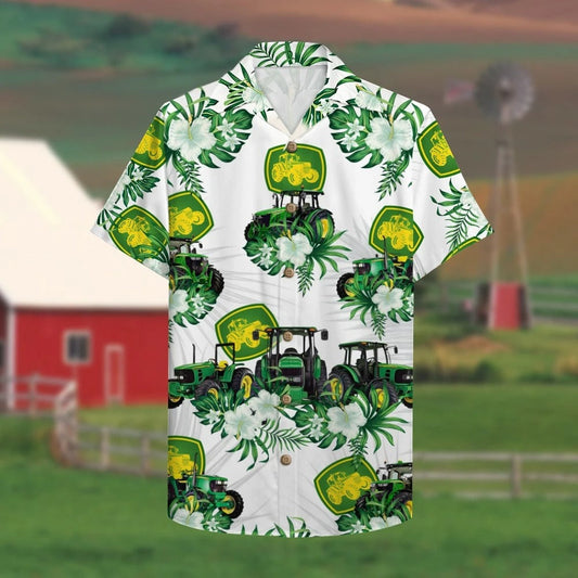Farmer Rollers Green John Deere Tractors Hawaiian Shirt