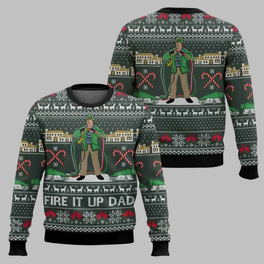 Fire It Up Dad Clark Griswold Ugly Christmas Sweater
