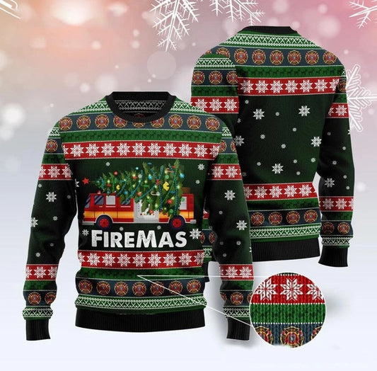 Firefighter Firemas Ugly Christmas Sweater