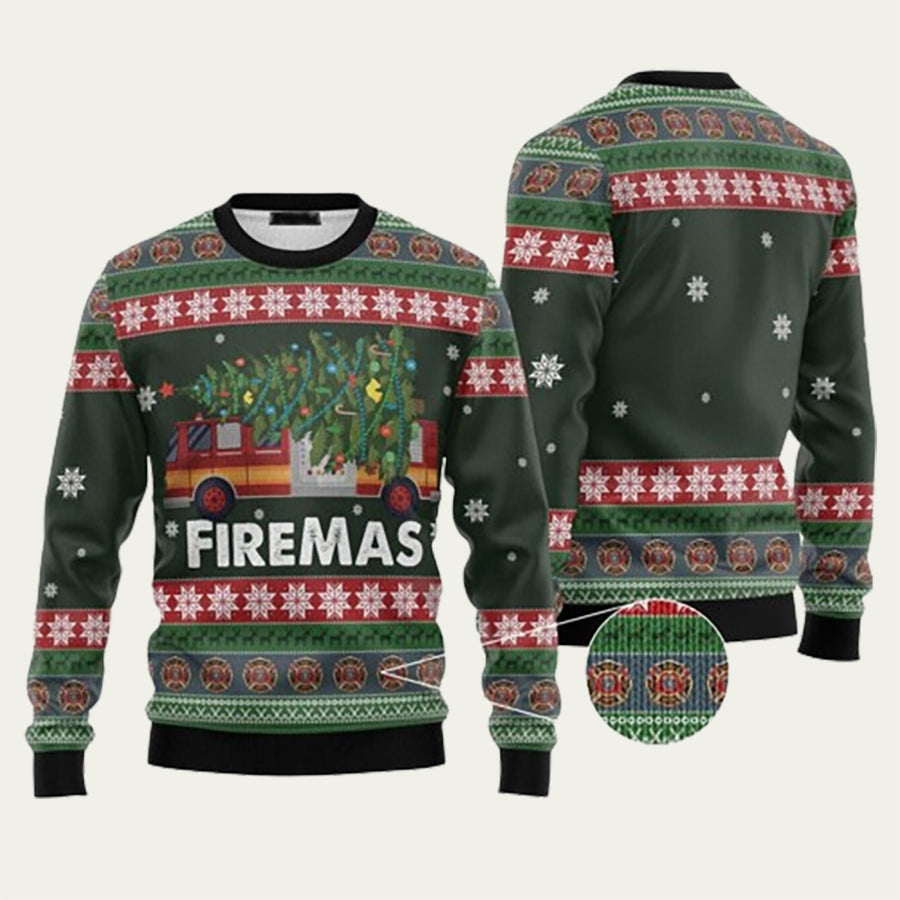 Firemas Firefighter Ugly Christmas Sweater