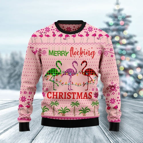 Flamingo Merry Flocking Christmas Ugly Christmas Sweater