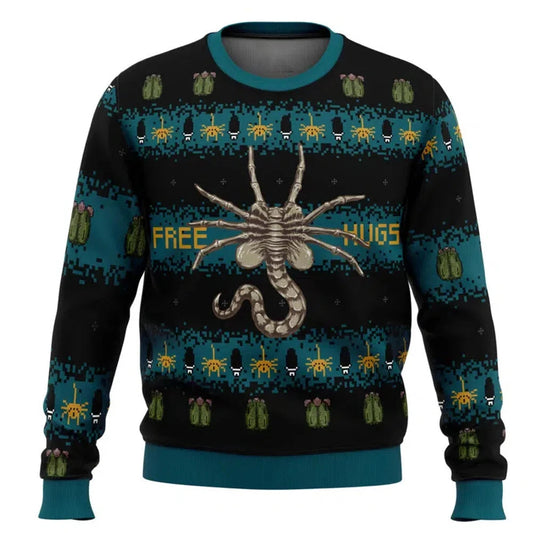 Free Hugs Alien Facehugger Ugly Christmas Sweater