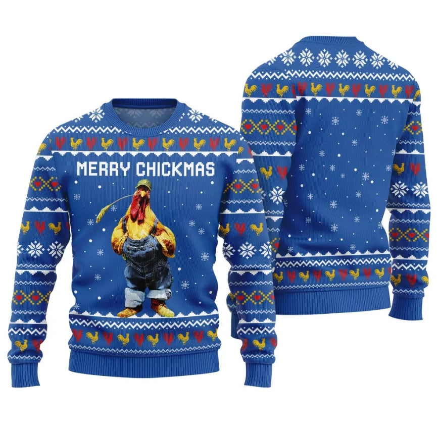 Funny Chicken Merry Chickmas Ugly Christmas Sweater