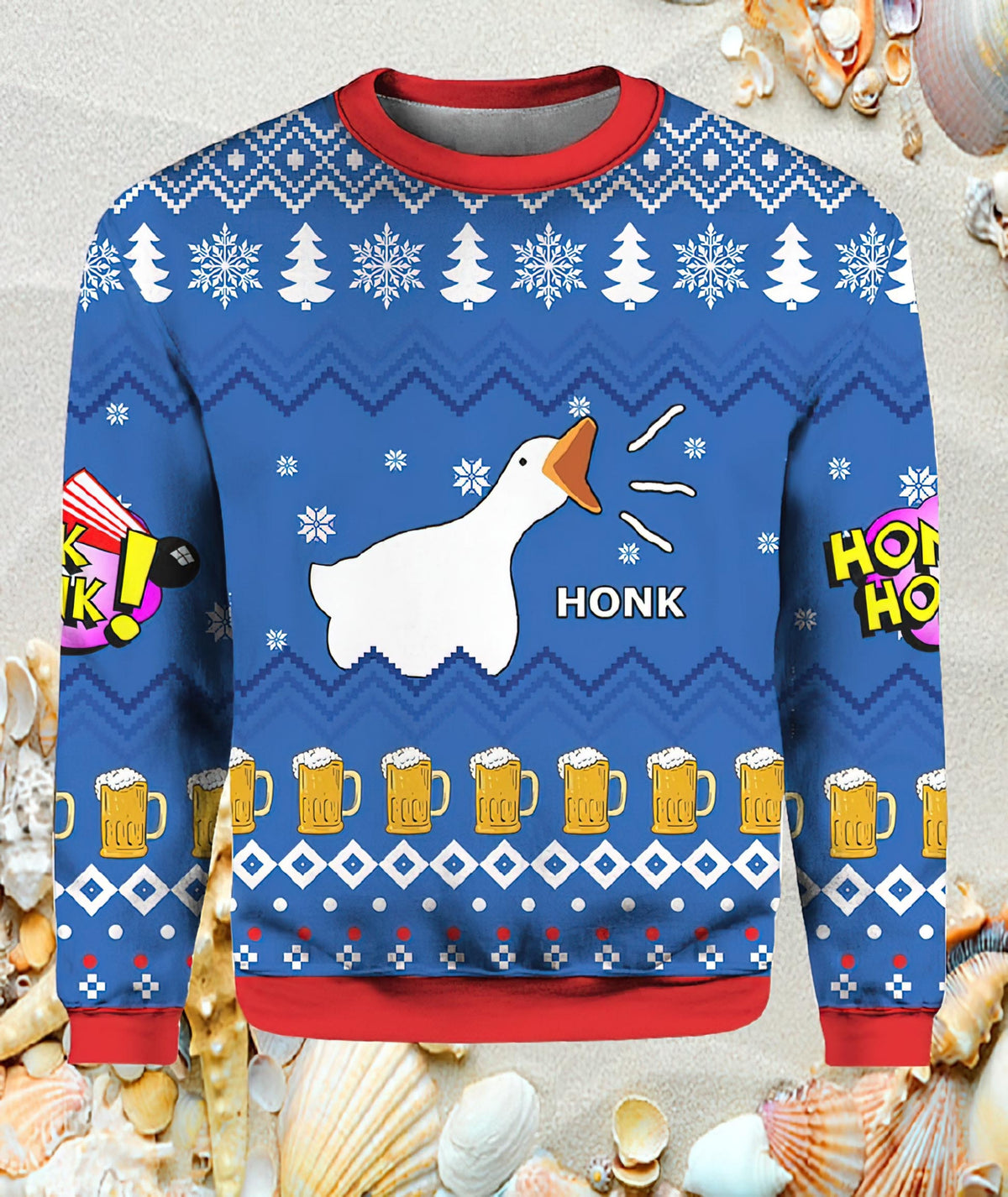 Funny Goose Honk Honk Beer Christmas Ugly Sweater