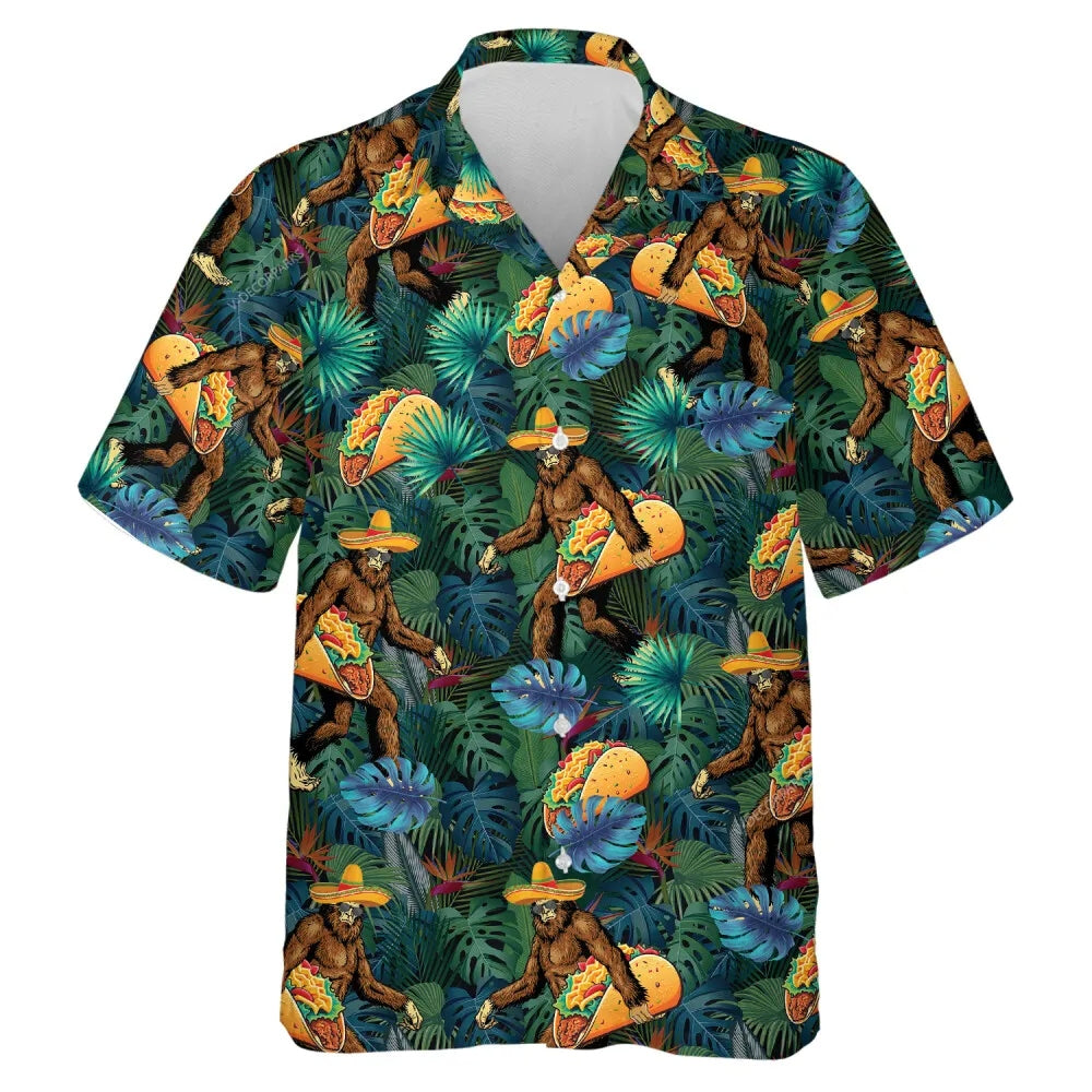 Funny Mexican Bigfoot with Tacos Hawaiian Shirt