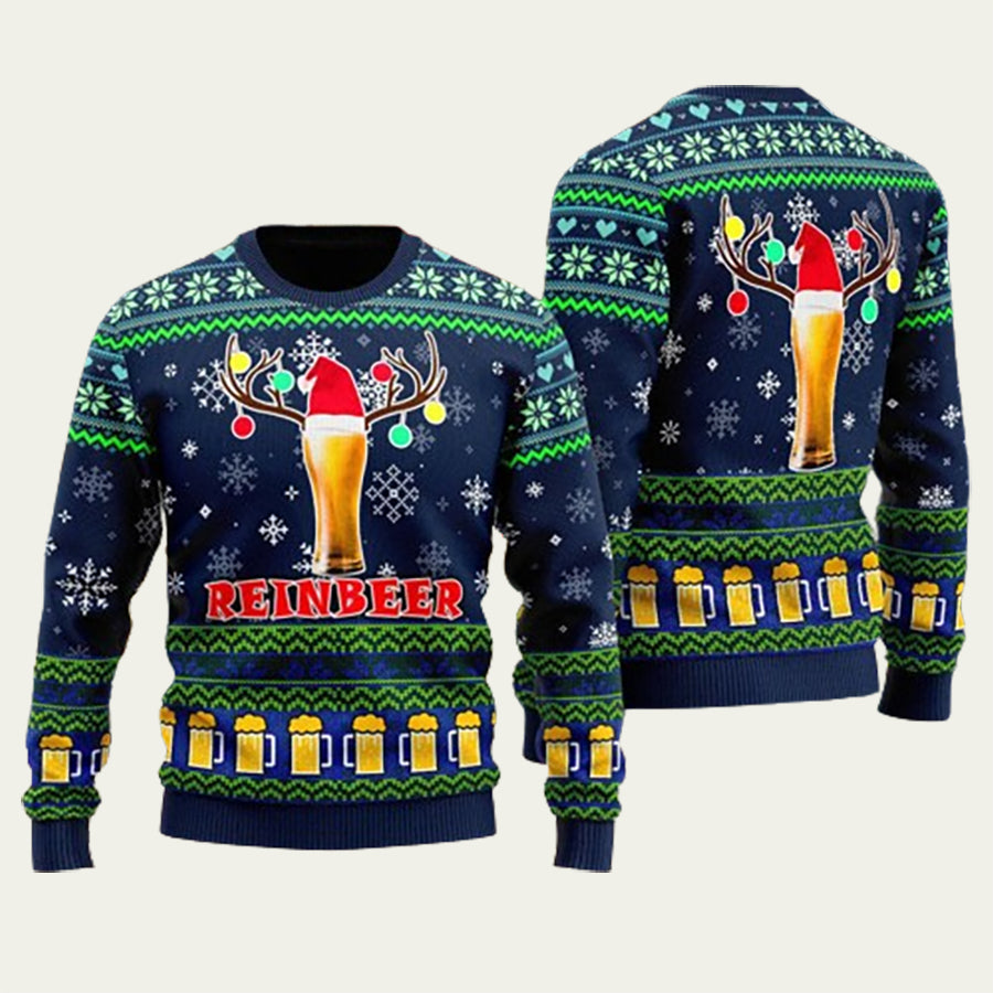 Funny Reinbeer Beer Ugly Christmas Sweater