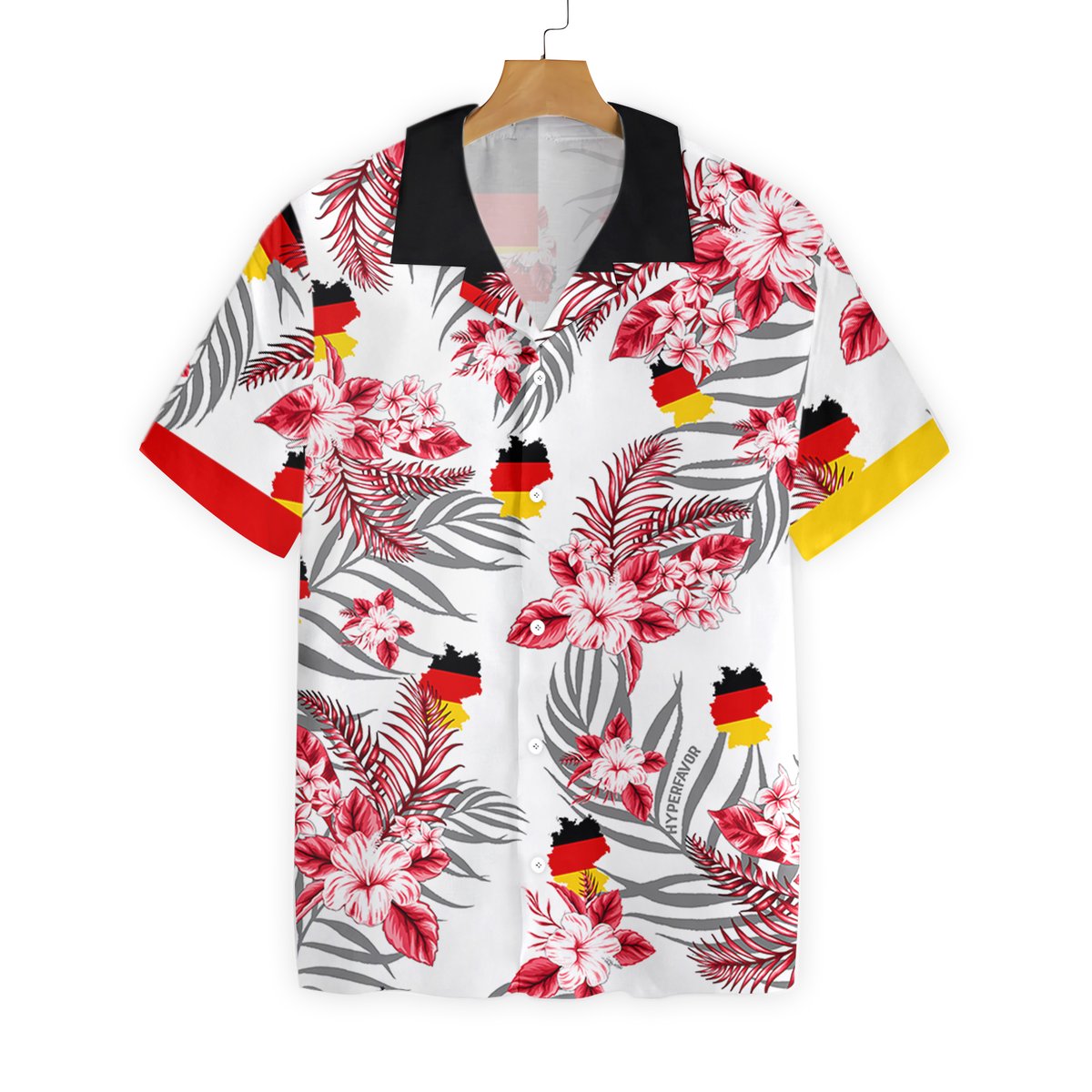 Germany Flag Map Hibicus Hawaiian Shirt