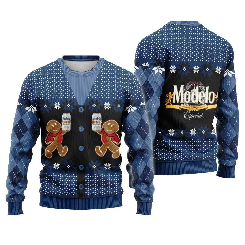 Gingerbread Cheer Modelo Beer Christmas Ugly Sweater