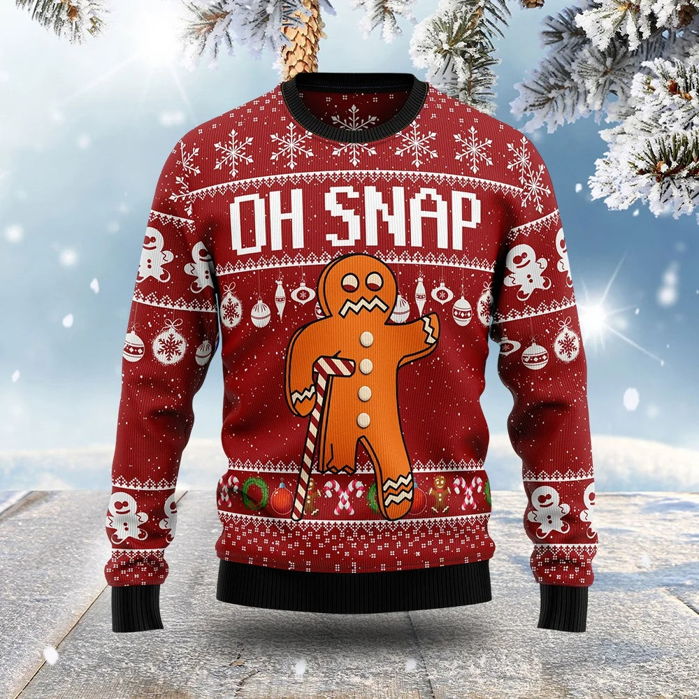 Gingerbread Oh Snap Funny Ugly Christmas Sweater