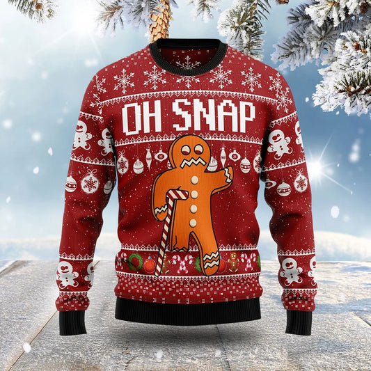 Gingerbread Oh Snap Funny Ugly Christmas Sweater