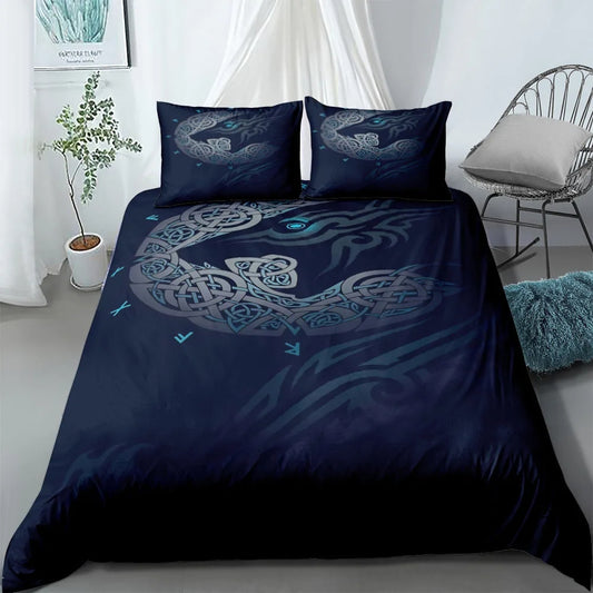 Glow Yggdrasil Fenrir Wolf Viking Bedding Set