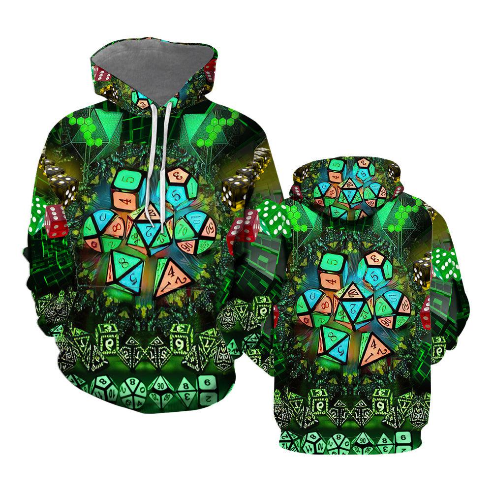 Glowing Kaleidoscope Dice Green Hoodie